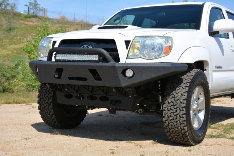 DV8 Offroad 05-15 Toyota Tacoma Front Bumper Winch Ready - Black Powdercoat